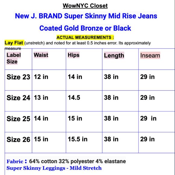 New J. BRAND Mid Rise Super Skinny Gold Jeans Coated Slimming Bronze - Picture 5 of 15